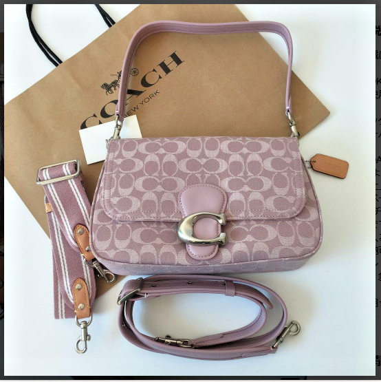 COACH CJ854 Soft Tabby Shoulder Bag Signature Denim Pink Outlet