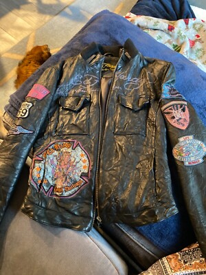 RARE VINTAGE Ed Hardy Leather Jacket Women's M
