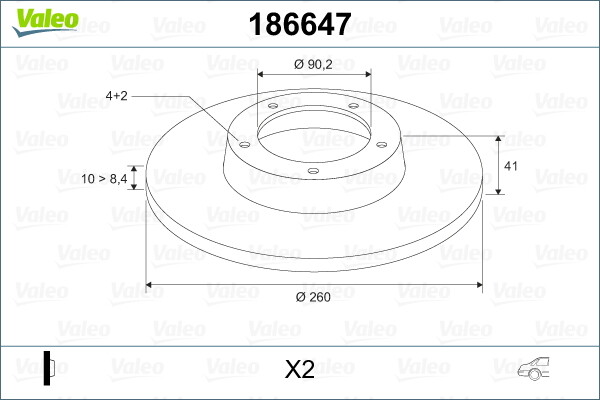 Disque de frein VALEO 186647 d'essieu avant VOLVO V40 Break