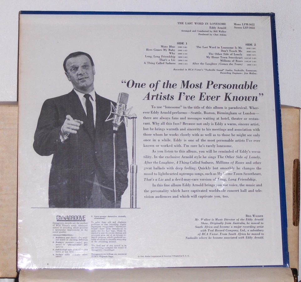 Eddy Arnold - The Last Word In Lonesome - 1966 Stereo Vinyl LP Record Album - Image 2 of 2