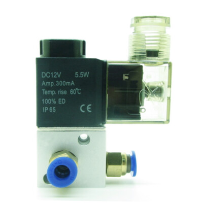 Pneumatic Air Solenoid Valve  DC12V  With 6mm Fittings  3 Port 2 Position NC 