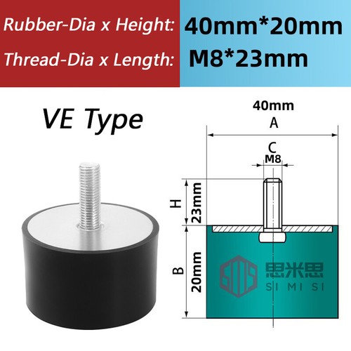 BUFFER Rubber Foot Mount Anti Vibration STOP Male M3 M4 M6 M8 M10 M12 M16 M20 /D - Picture 33 of 68