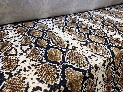 Scuba Crepe Fabric Stretch Spandex Double Jersey, Per Metre - Snakeskin Print - Picture 3 of 3