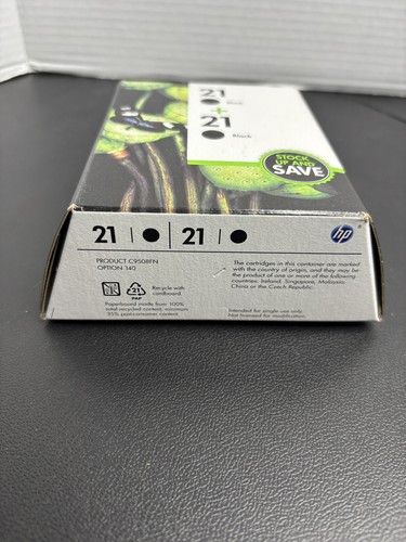 HP Inkjet 21 - Black - 2-Pack EXPIRED 2015 NEW In Package - Sold As Is - Picture 5 of 5