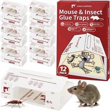 LULUCATCH Sticky Mouse Traps, 12 Pack Pre-baited Glue Traps, Foldable Bulk No...