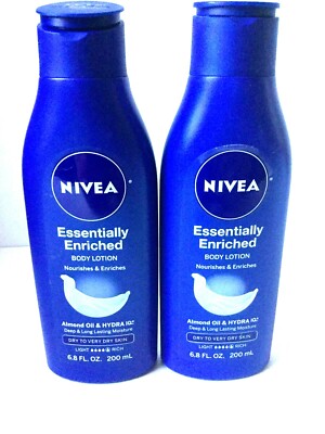 2 NIVEA Essentially Enriched Body Lotion Dry to Very Dry Skin 6.8 fl oz each