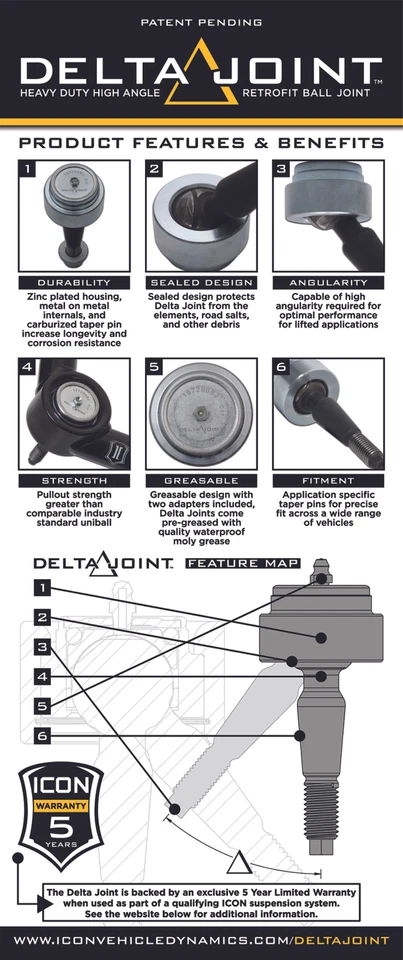 ICON 2007+ Toyota FJ / 2003+ Toyota 4Runner Billet Upper Control Arm Delta Joint - Image 2 of 4