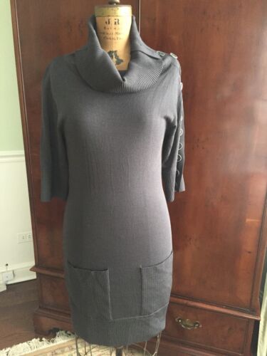 Catherine Malandrino S Small Sweater Dress Cowl Neck Bodycon Charcoal Gray EUC! - Picture 1 of 12