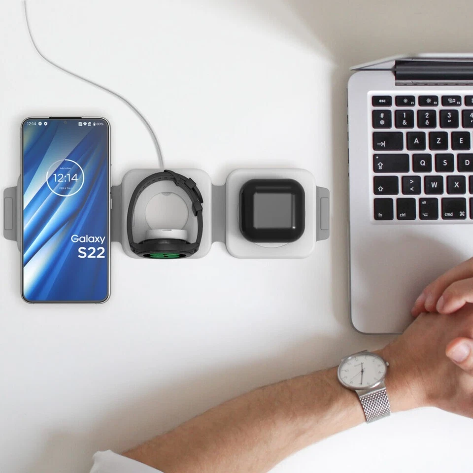 3in1 Foldable Wireless Charging Travel Charger - Galaxy Phone/Buds/Samsung Watch - Image 4 of 4