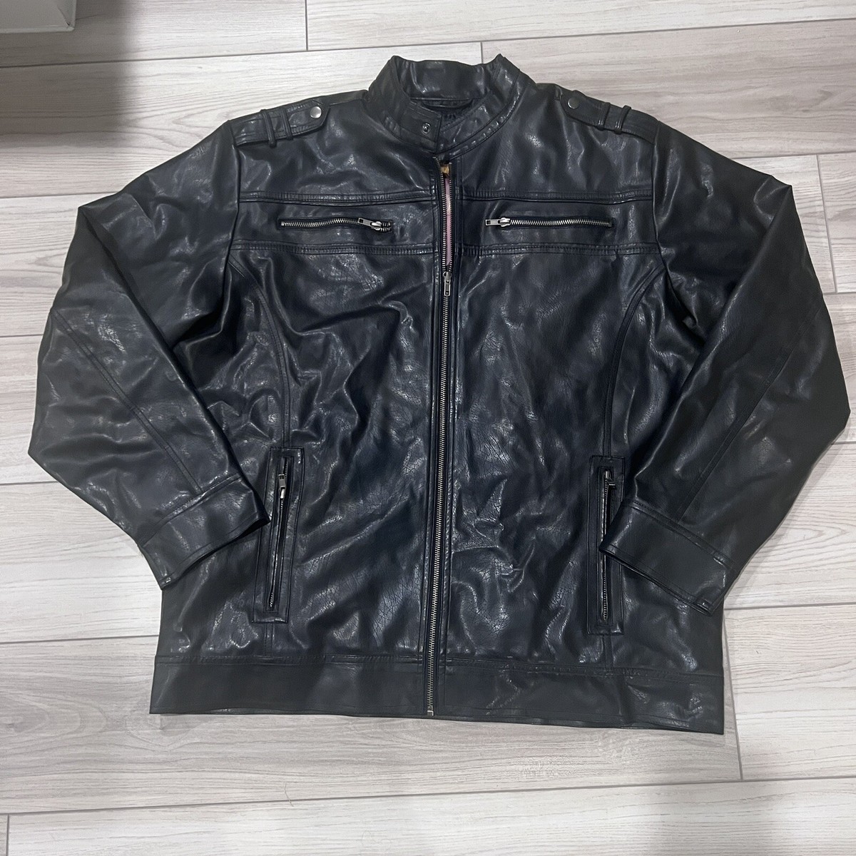 Ministry of Fashion Jacket Men's Black 2XL XXL Faux Leather