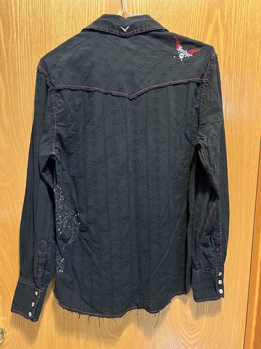 Men's Fender Custom Shop Long Sleeve Black Shirt Pre-Owned Good Condition Snaps - Picture 8 of 16