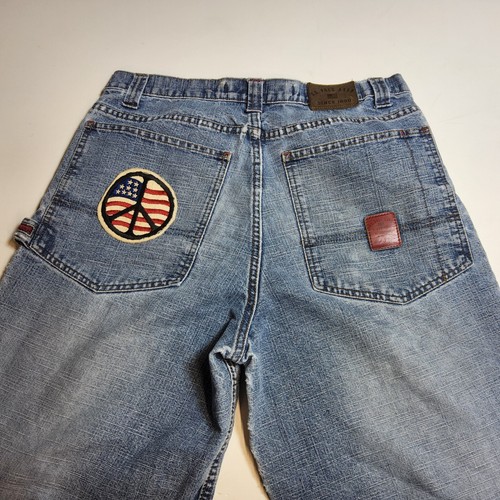 Vintage Y2K Blue U.S. POLO ASSN Embroidery Baggy Wide Leg Jeans 32x30 red label - 第 15/20 張圖片