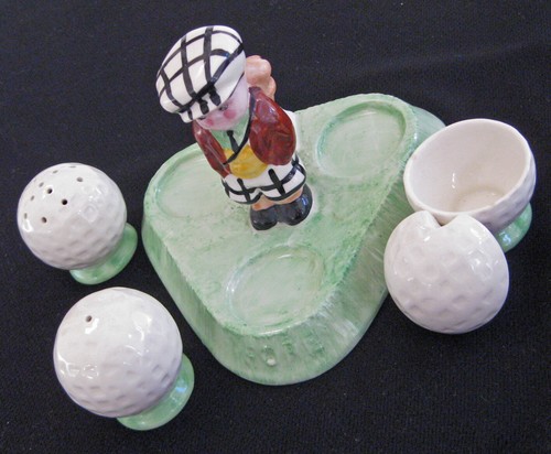 Caddie de golf vintage de porcelana Cruet de adorable con gorra blanca, Inglaterra c.1930 - Imagen 10 de 12