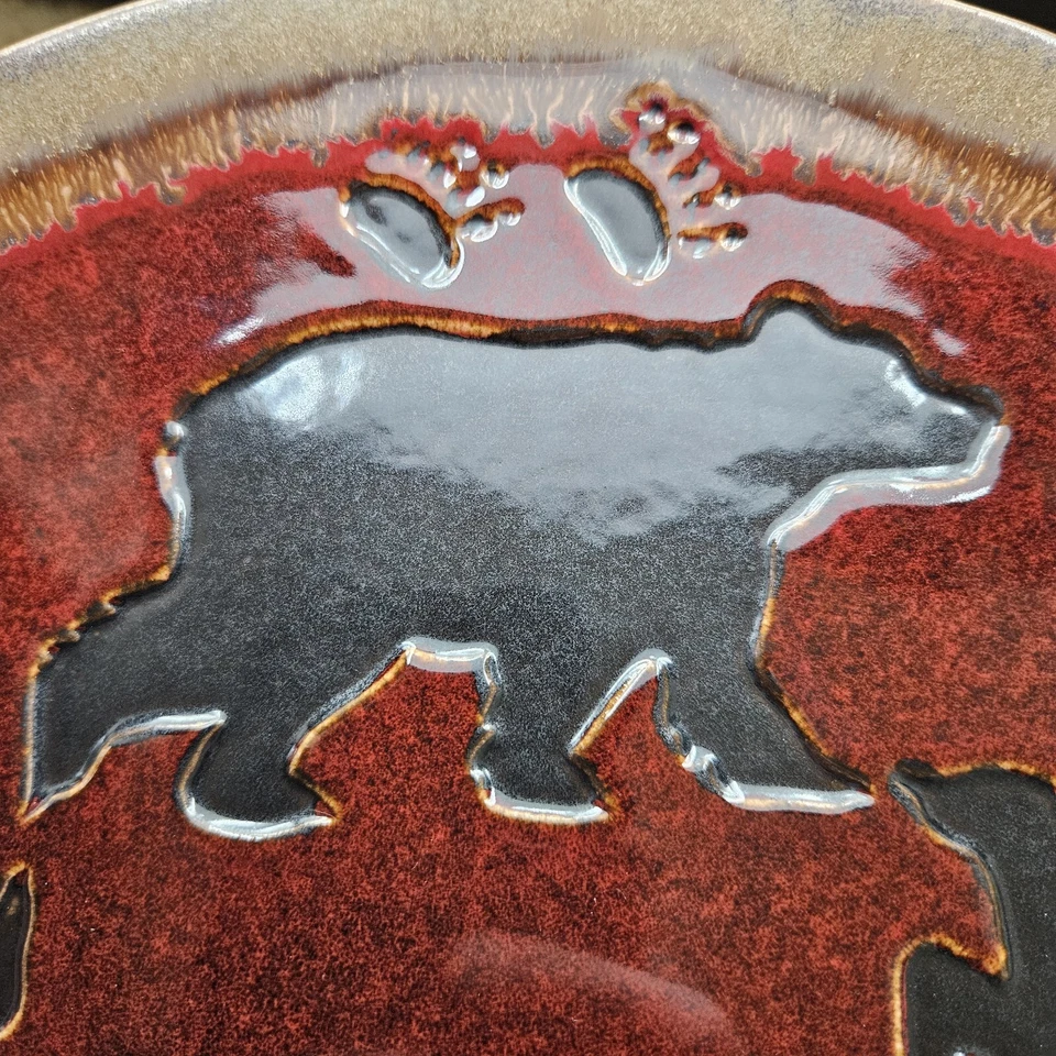 Big Sky Carvers Bear Stoneware Plate Clock 12 inch Working Accurately - Image 4 of 4