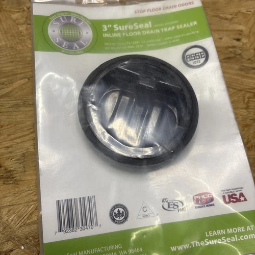 SureSeal  97042 Inline Floor Drain Trap Sealer 3" Stop Floor Drain Odors New