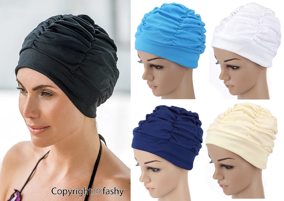 Farbauswahl - Fashy Damen Badehaube Badekappe 3403 Schwarz Weiß Blau Beige Rot