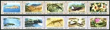 1982 Norfolk Island Philip And Nepean Islands 2 Strips Of 5 MNH, Clean & Fresh