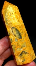 108g WOW! Crazy Agate Yellow stripe agate Quart CRYSTAL WAND POINT Healing  h486