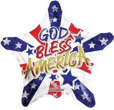 Balloons 18" GOD BLESS AMERICA Star Shape 4th of July Mylar Foil Decorations