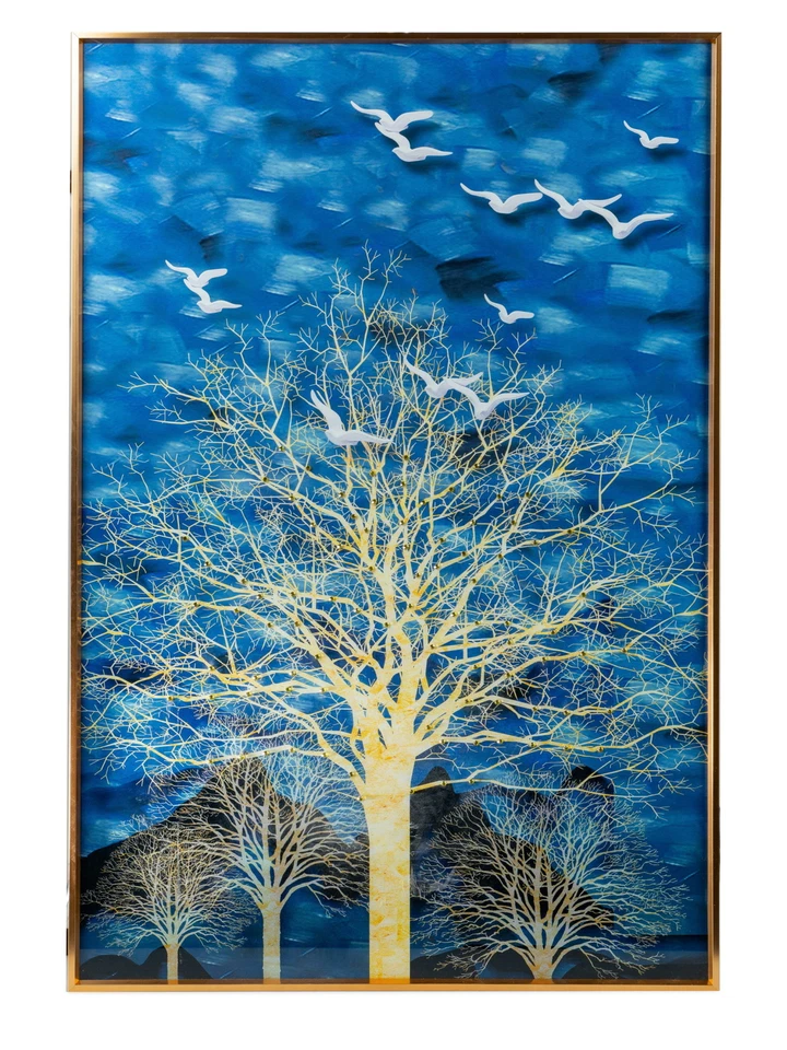 Wunderschönes Wandbild Landschaft inklusive goldenem Metall Rahmen 60x90 cm - Bild 1 von 1