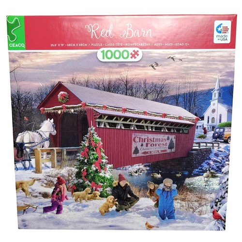Ceaco 1000 Piece Red Barn New Jigsaw Puzzle with Winter Scene and ...