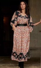 TOGETHER Border Print Kimono Dress & Belt UK 16 (FM207-9)