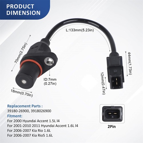 Crankshaft Position Sensor 2006-2011 for Hyundai Accent Kia Rio 39180-22600 - Picture 6 of 6