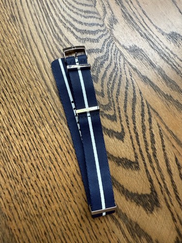 OEM Omega NATO® Style Armband blau weiß 19-20 mm Nylon Polyamid Stahl Schließe