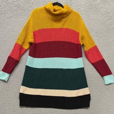 Farm Rio Anthropologie Dress Womens M Petite Rainbow Sweater Turtleneck