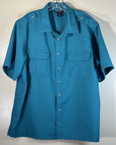 John Blair Teal Men's Size Xlg Button Up Shirt
