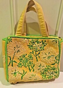 Vintage Yellow Needlepoint Purse Handbag