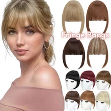 UK Natural One Piece Fringe Bangs Clip In Hair Extension Hairpiece Real as Human