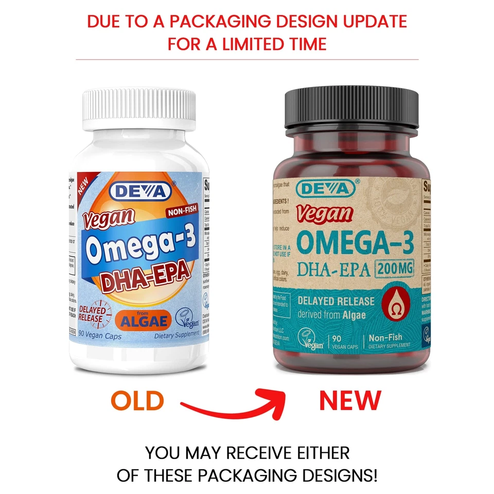 Cápsulas blandas de aceite de algas Deva Vegan Omega 3 DHA EPA 90 unidades sin gelatina Foto 2 de 4