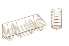 Dish Drainer & Cutlery Holder Set Of 2 Metal Wire Kitchen Draining Sink Caddy