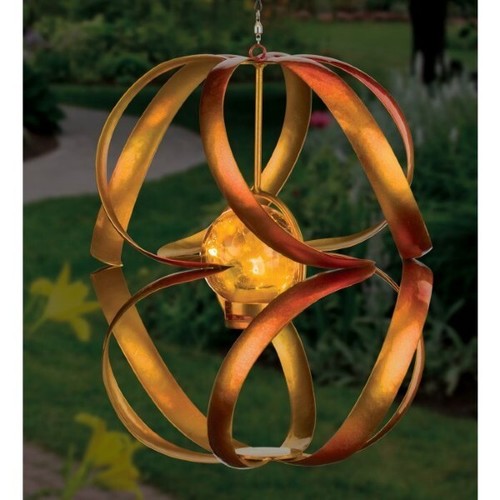 Hanging Spiral Solar Wind Spinner Amber Tone Metal & Glass 8X8X23 eBay