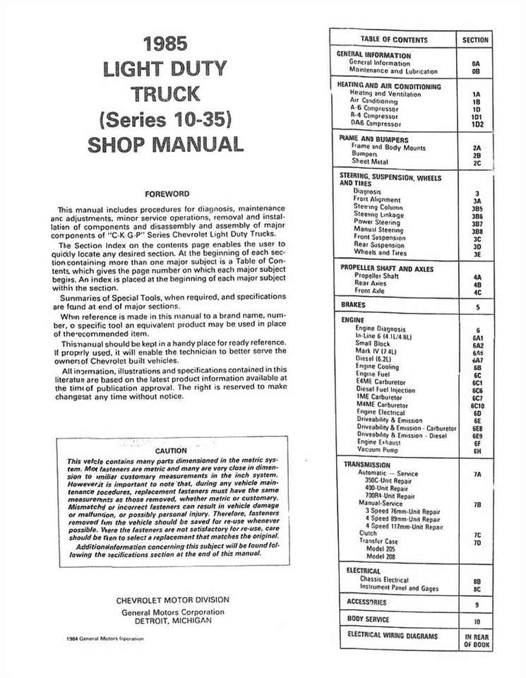 1985 Chevrolet GMC Truck Van Chassis Suburban Shop Service Repair Manual Book OE - Image 2 of 4