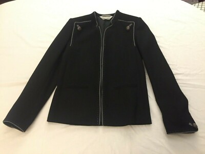 SPORTMAX DEFILE JACKE SCHWARZ GRAU MIT 4 KNÖPFEN SCHURWOLLE Gr. 40 MADE IN ITALY