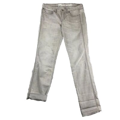 Madewell Jeans Mens 27X30 Gray Denim Flat Front Slim Fit Cuffed Straight  Leg