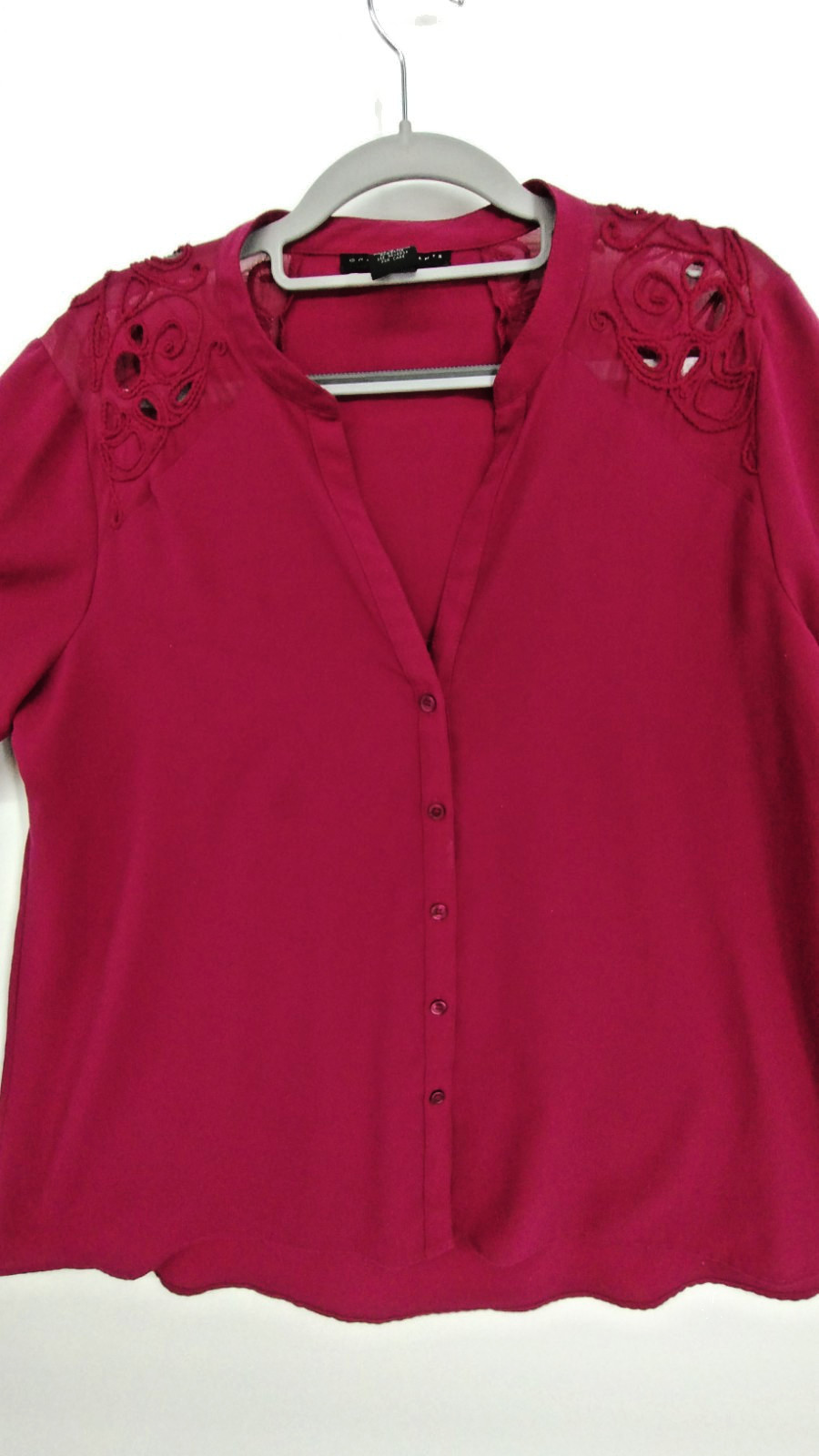 Grace Elements Burgundy Red Button Front Blouse S… - image 4