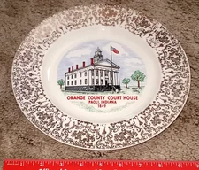 Vintage Orange County Court House Paoli Indiana Souvenir Plate IN