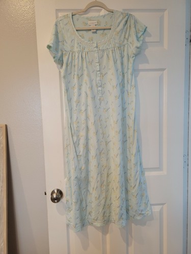 Liz Claiborne Sleepwear nightgown Cotton Sz Small(6-8) Soft Aqua Floral |  eBay