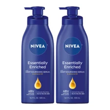NIVEA Essentially Enriched Body Lotion For Dry Skin, Pack of 2, 16.9 Fl OZ Pump.