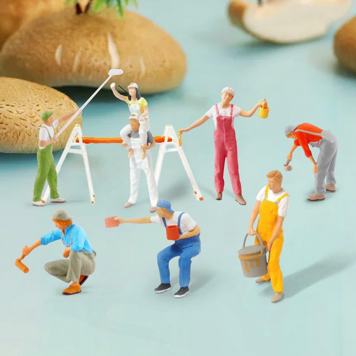 Figurines Miniatures Personnes 1:87 - Peintre - Vert - Résine Peinte à La Main - Neuf