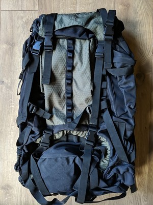 New Amazon Basics 75L Internal Frame Hiking Camping Backpack w/Rainfly (Green)