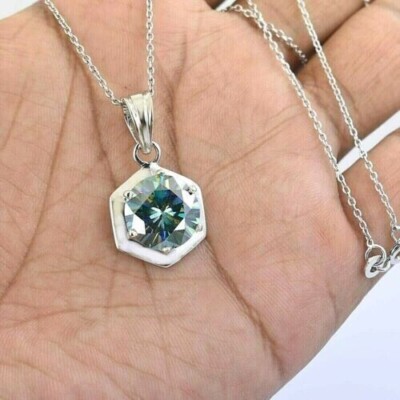 5.00 Karat Blau Behandelt Diamant Anhänger Brillantschliff VVS1 Certified! Ideal