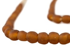 Light Amber Brown Recycled Glass Beads 9mm Ghana African Sea Glass Round