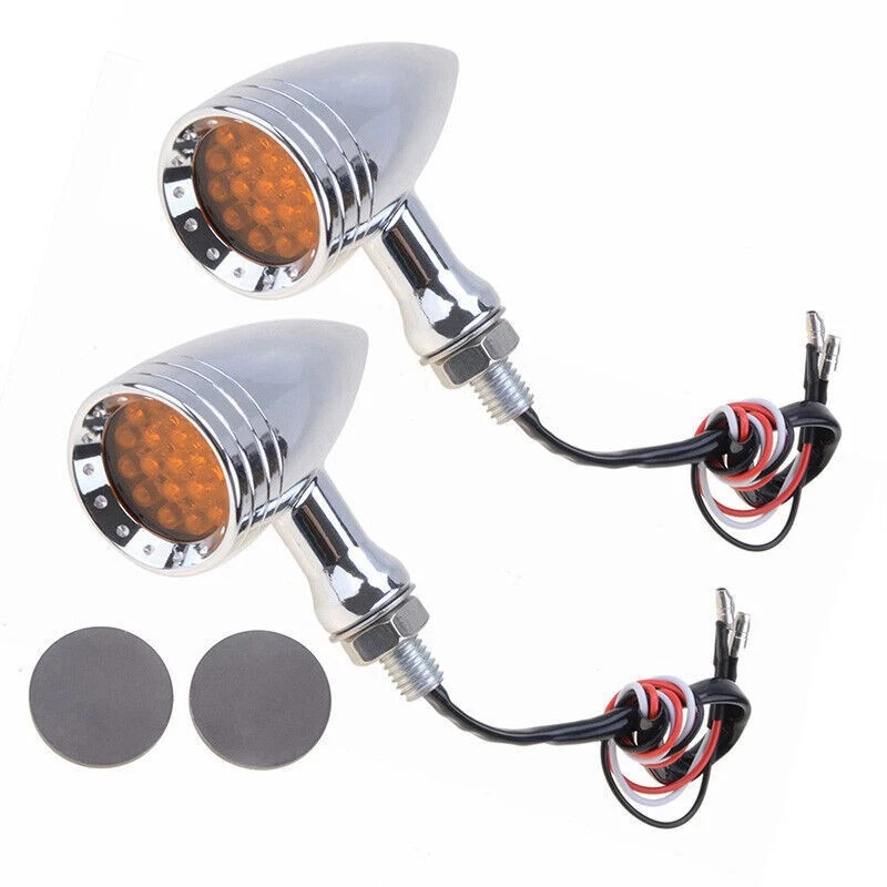 Luz trasera intermitente de freno de bala LED cromada para motocicleta para Harley Foto 2 de 4