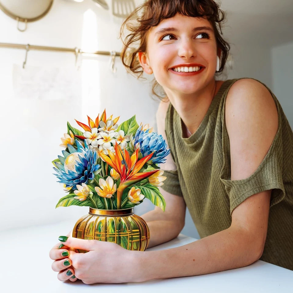 PACK de 4 tarjetas de flores emergentes de papel flores tropicales mamá flores para siempre 12" de ALTO Foto 3 de 4