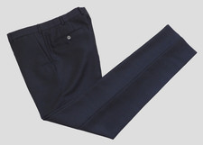 PRADA Milano navy blue flat front textured skinny long dress pants ~`W37 X L35