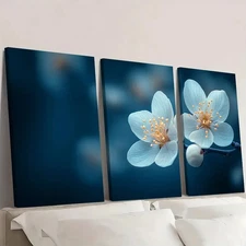 3pcs  Vintage Elegant White Blossoms  EB   Wall Art Canvas Framed 50x70cm